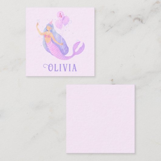 Zeemeermin Onder het Zee Verjaardagsmeisje Leeftij Informatiekaartje (Voorkant / Achterkant)