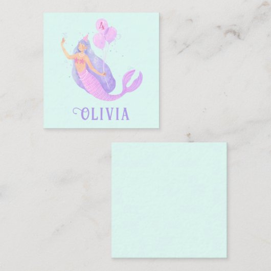 Zeemeermin Onder het Zee Verjaardagsmeisje Leeftij Informatiekaartje (Voorkant / Achterkant)