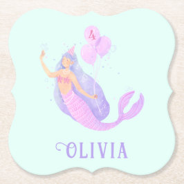 Zeemeermin Onder het Zee Verjaardagsmeisje Leeftij Kartonnen Onderzetters