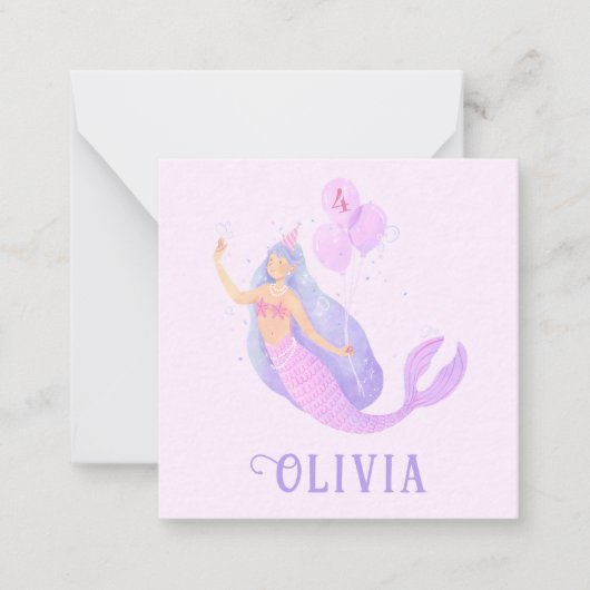 Zeemeermin Onder het Zee Verjaardagsmeisje Leeftij Notitiekaartje (Voorkant)