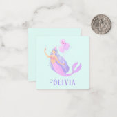 Zeemeermin Onder het Zee Verjaardagsmeisje Leeftij Notitiekaartje (Voorkant / Achterkant in situ)