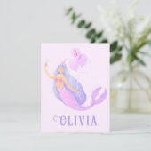 Zeemeermin Onder het Zee Verjaardagsmeisje Leeftij RSVP Kaartje (Staand voorkant)