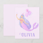 Zeemeermin Onder het Zee Verjaardagsmeisje Leeftij RSVP Kaartje (Voorkant / Achterkant)