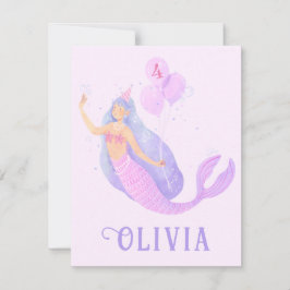 Zeemeermin Onder het Zee Verjaardagsmeisje Leeftij RSVP Kaartje