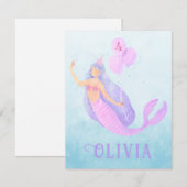 Zeemeermin Onder het Zee Verjaardagsmeisje Leeftij RSVP Kaartje (Voorkant / Achterkant)