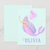 Zeemeermin Onder het Zee Verjaardagsmeisje Leeftij RSVP Kaartje (Voorkant / Achterkant)