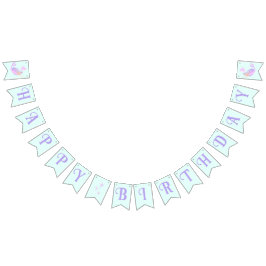 Zeemeermin Onder het Zee Verjaardagsmeisje Leeftij Vlaggetjes