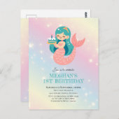 Zeemeermin onder het zee verjaardagsuitnodiging Br Briefkaart (Voorkant / Achterkant)