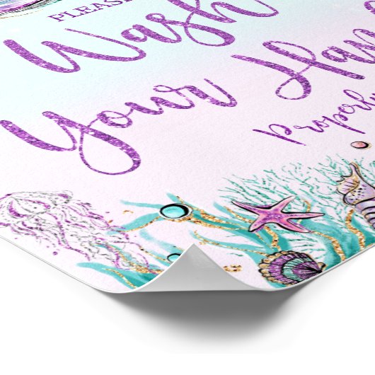 Zeemeermin onder het Zee Was uw handen badkamer Poster (Hoek)