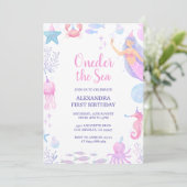 Zeemeermin Onder Het Zee Waterverf Meisje 1e Verja Kaart (Staand voorkant)