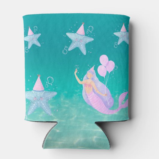 Zeemeermin onder het zee waterverf oceaan kinder p blikjeskoeler (Achterkant)