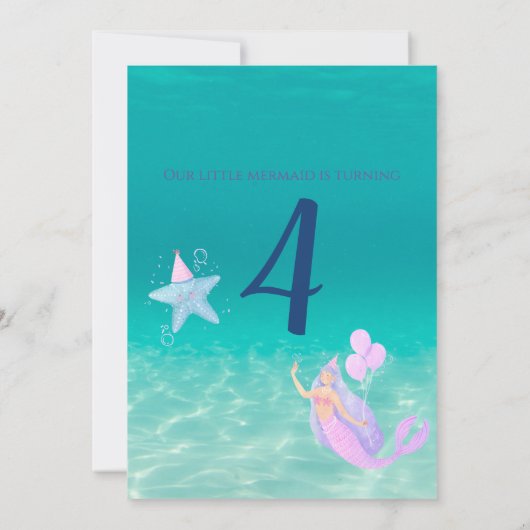 Zeemeermin onder het zee waterverf oceaan kinder p kaart (Achterkant)