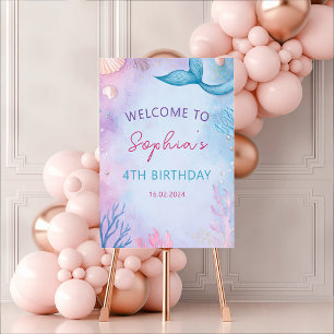 Zeemeermin onder het Zee Waterverf Verjaardag Welk Poster