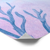 Zeemeermin onder het Zee Waterverf Verjaardag Welk Poster (Hoek)