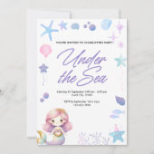 Zeemeermin onder het Zee Waterverf verjaardagsfees Kaart (Voorkant)