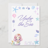 Zeemeermin onder het Zee Waterverf verjaardagsfees Kaart (Achterkant)