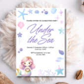 Zeemeermin onder het Zee Waterverf verjaardagsfees Kaart