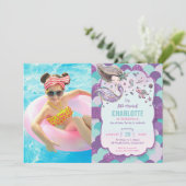 Zeemeermin onder het Zee Zwembad Verjaardagsfeestf Kaart (Staand voorkant)