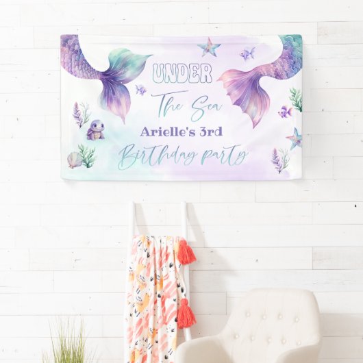 Zeemeermin Onder het Zee zwembad verjaardagsfeestj Spandoek (Insitu)