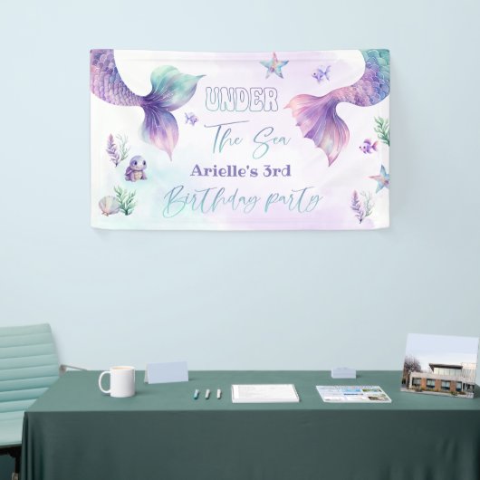 Zeemeermin Onder het Zee zwembad verjaardagsfeestj Spandoek (Beurs)