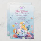 Zeemeermin onder het zeeen baby shower kaart (Voorkant / Achterkant)