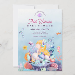Zeemeermin onder het zeeen baby shower kaart