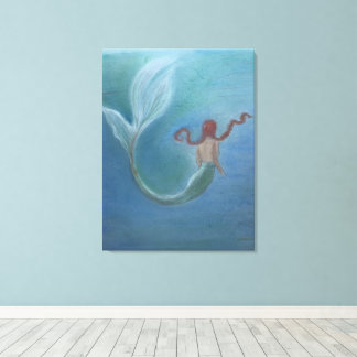 Zeemeermin onder water canvas afdruk