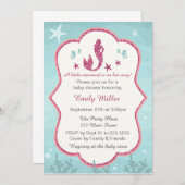 Zeemeermin onder Zee Baby Girl Shower Kaart (Voorkant / Achterkant)