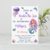 Zeemeermin onder Zee Birthday Party Kaart (Staand voorkant)