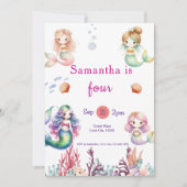 Zeemeermin onder Zee Birthday Party Kaart (Voorkant)