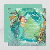 Zeemeermin onder Zee Birthday Party Kaart (Voorkant / Achterkant)