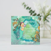 Zeemeermin onder Zee Birthday Party Kaart (Staand voorkant)