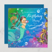 Zeemeermin onder Zee Birthday Party Kaart (Voorkant / Achterkant)