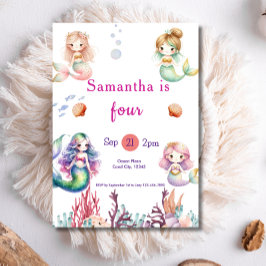 Zeemeermin onder Zee Birthday Party Kaart