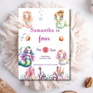 Zeemeermin onder Zee Birthday Party Kaart