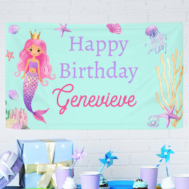 Zeemeermin onder Zee Birthday Party Spandoek
