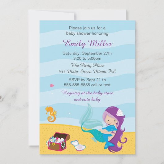Zeemeermin onder Zee Bridal Shower Invitation 2 Kaart (Voorkant)