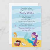Zeemeermin onder Zee Bridal Shower Invitation 2 Kaart (Voorkant / Achterkant)
