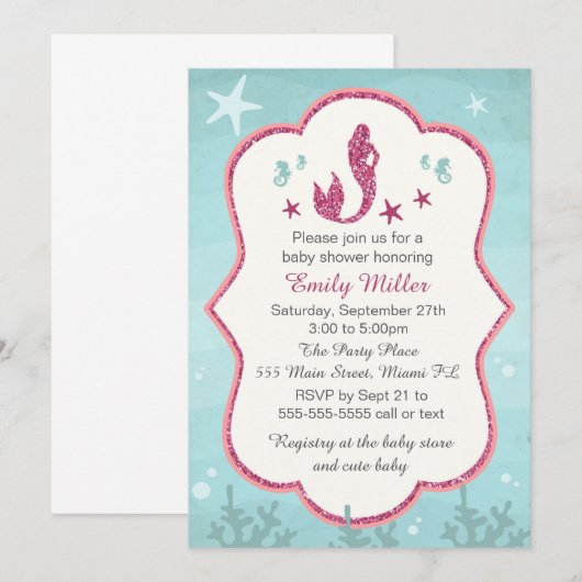 Zeemeermin onder Zee Bridal Shower Kaart (Voorkant / Achterkant)