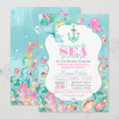 Zeemeermin onder Zee eerste geboorte Kaart (Voorkant / Achterkant)