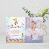 Zeemeermin onder Zee Geboortdag Dank je wel Bedankkaart (Staand voorkant)