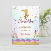 Zeemeermin onder Zee Geboortdag Dank je wel Bedankkaart (Staand voorkant)