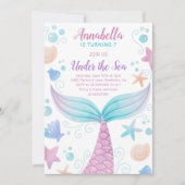 Zeemeermin onder Zee Girl Waterverf Birthday Kaart (Voorkant)