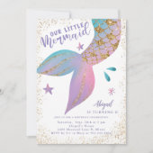 Zeemeermin onder Zee Gold Glitter Birthday Party Kaart (Voorkant)