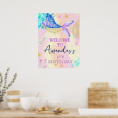 Zeemeermin onder Zee Gold Glitter Birthday Party Poster (Keuken)
