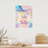 Zeemeermin onder Zee Gold Glitter Birthday Party Poster (Keuken)