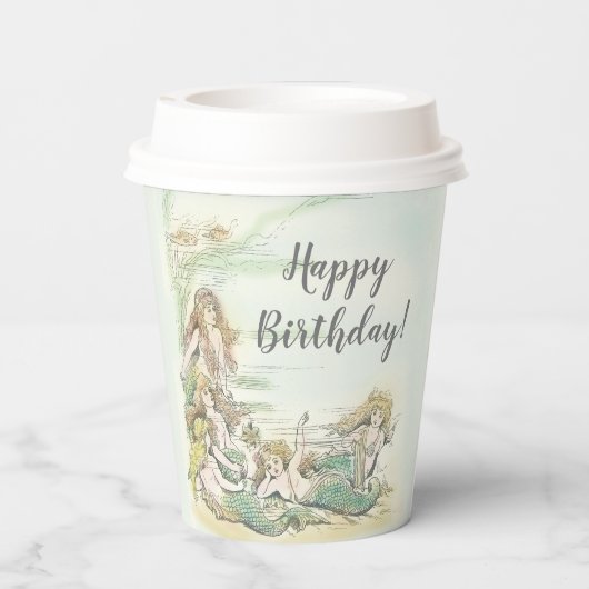  zeemeermin onder Zee Happy Birthday Party Papieren Bekers (Achterkant)