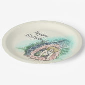  zeemeermin onder Zee Happy Birthday Party Papieren Bordje (Gekanteld)