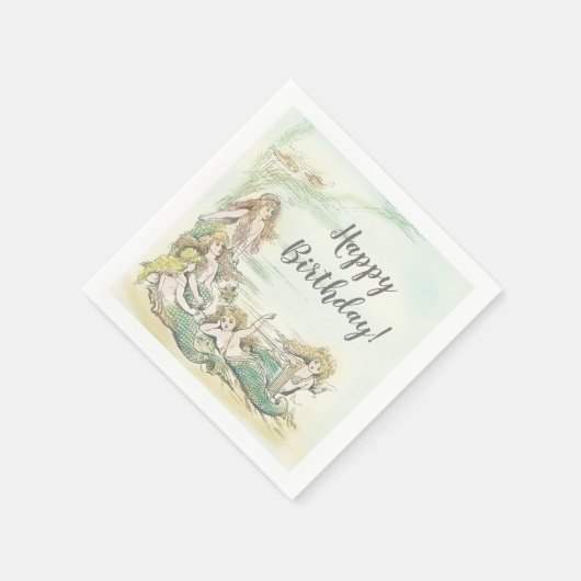  zeemeermin onder Zee Happy Birthday Party Servet (Hoek)