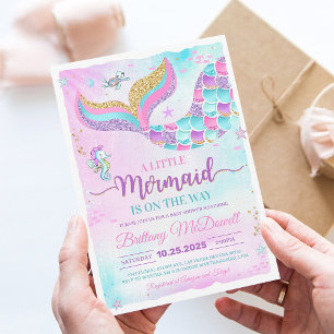 Zeemeermin Onder Zee Meisje Baby Shower Uitnodigin Kaart